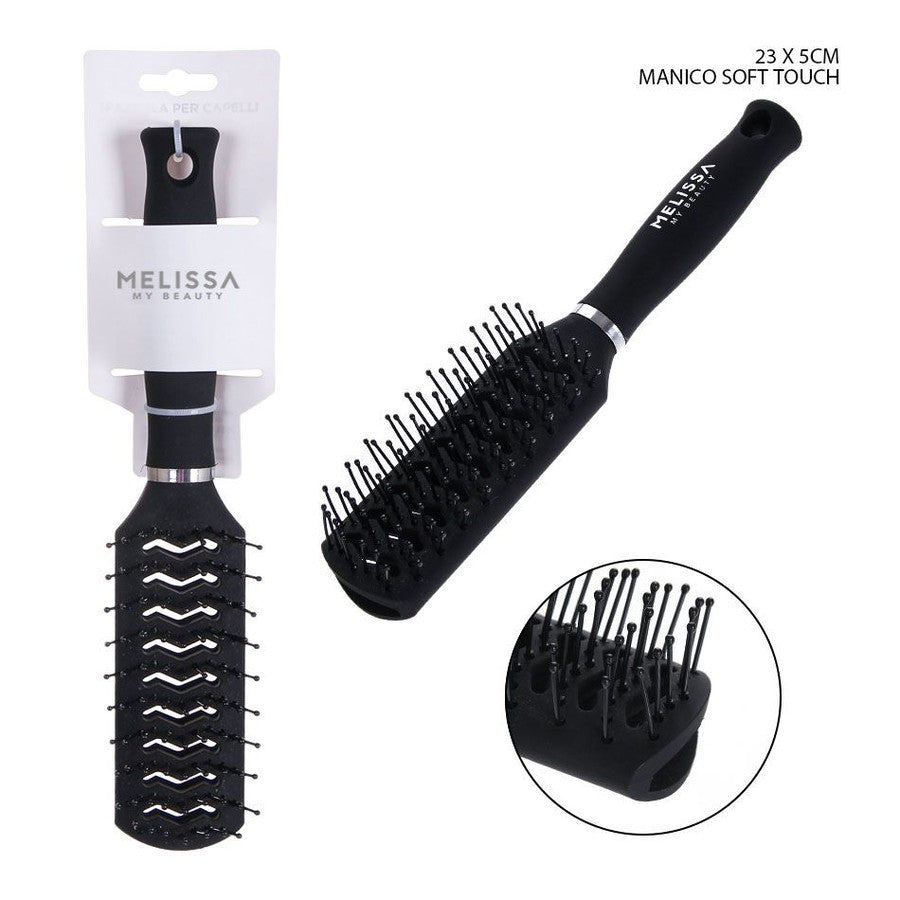 Melissa - Spazzola capelli prof.soft touch nero 23x 5 cm