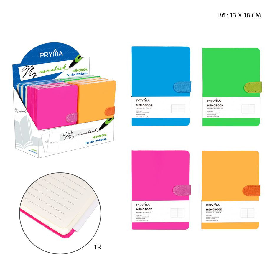 Pryma - Memobook Calamita B6 128FF 1R 13X18Cm Fluo 4 colori assortiti