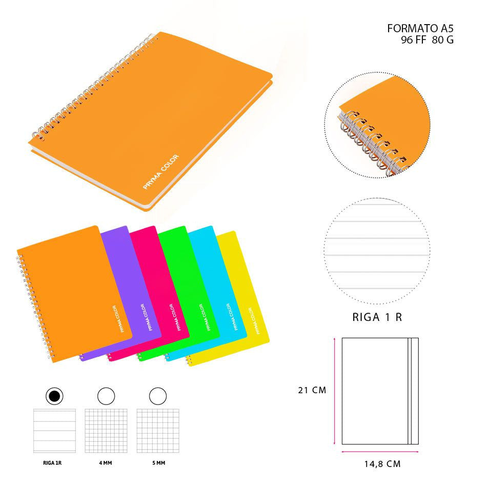 Pryma - Memobook Anelli PP C/Fori A5 80FF 80g 1R