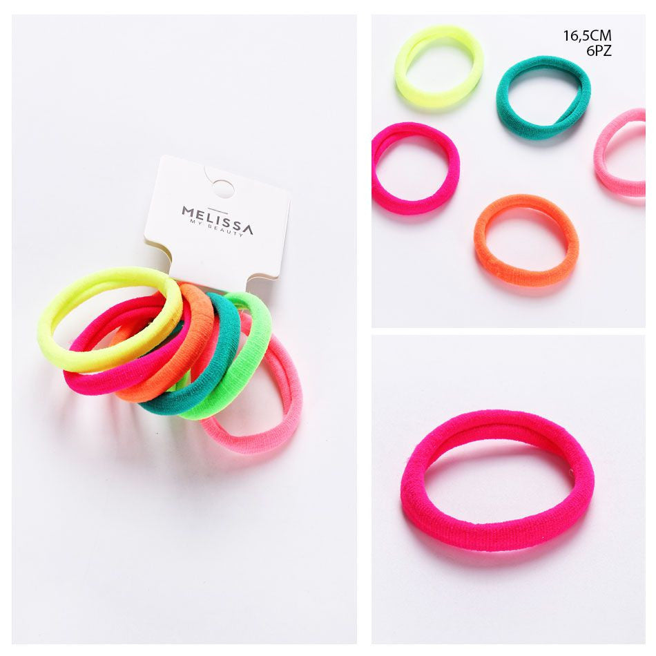 Melissa - Elastico Capelli 16.5Cm 6Pz Fluo