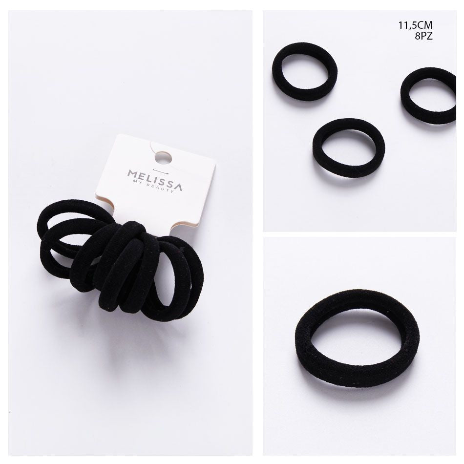 Melissa - Elastico Capelli 11.5Cm 8Pz Nero