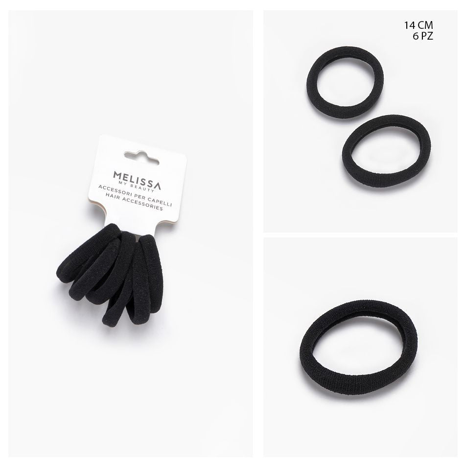 Melissa - Elastico Capelli 14Cm 6Pz Nero