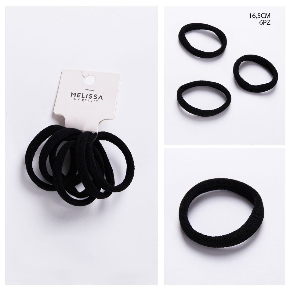 Melissa - Elastico Capelli 16.5Cm 6Pz Nero