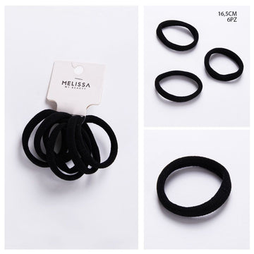 Melissa - Elastico Capelli 16.5Cm 6Pz Nero