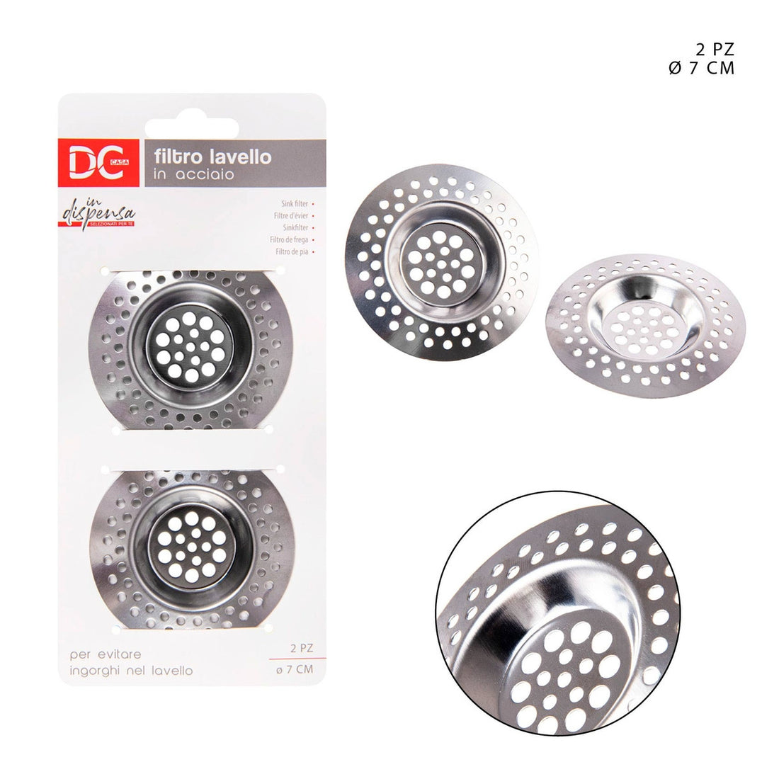 Dc Filtro Lavello Inox 7.2Cm 2Pz