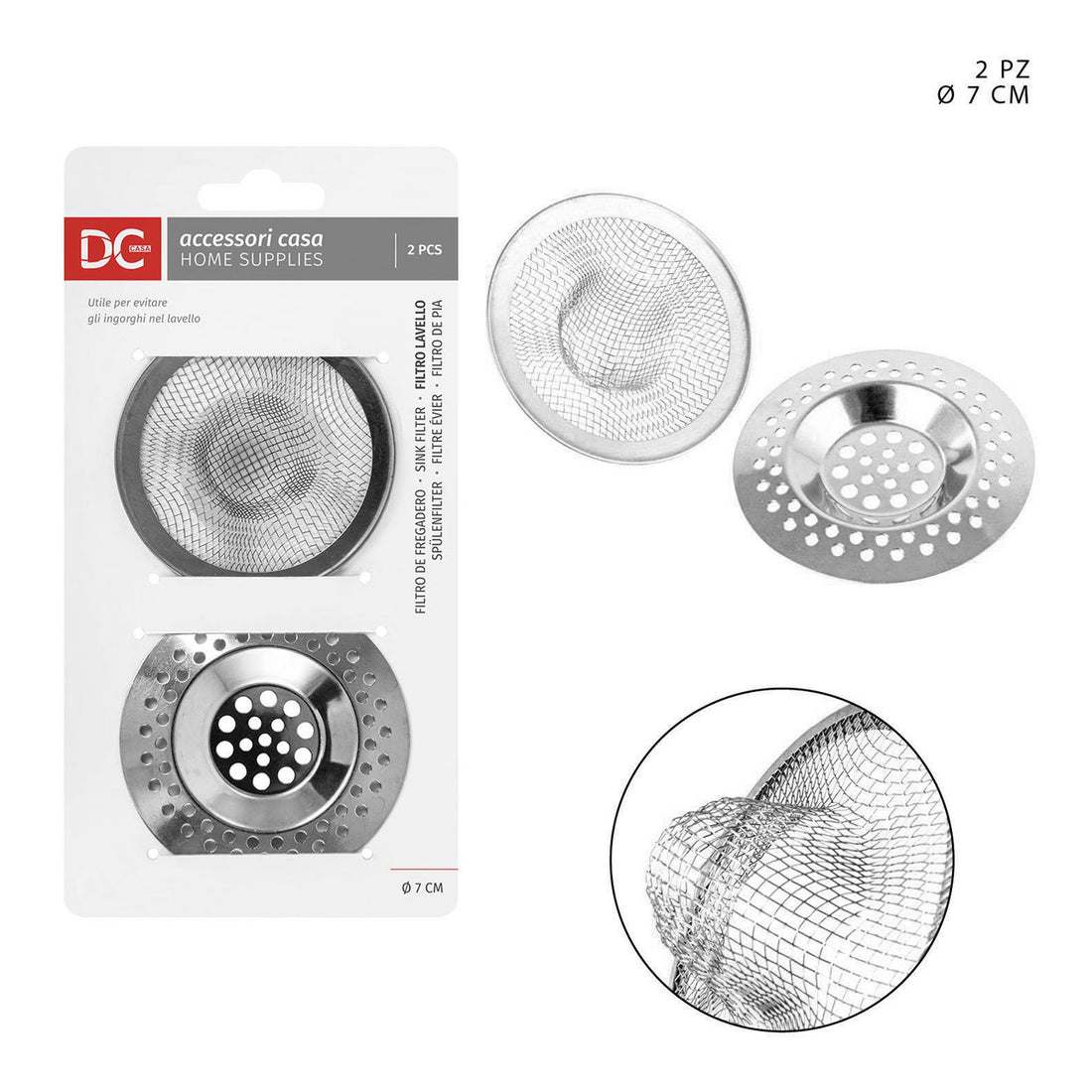 Dc Filtro Lavello Acciaio 7Cm 2Pz