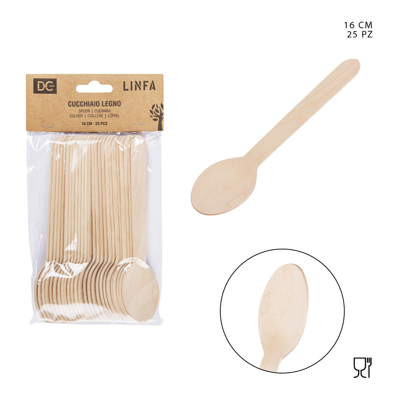 Dc - Cucchiaio Legno Monouso 16Cm 25Pz