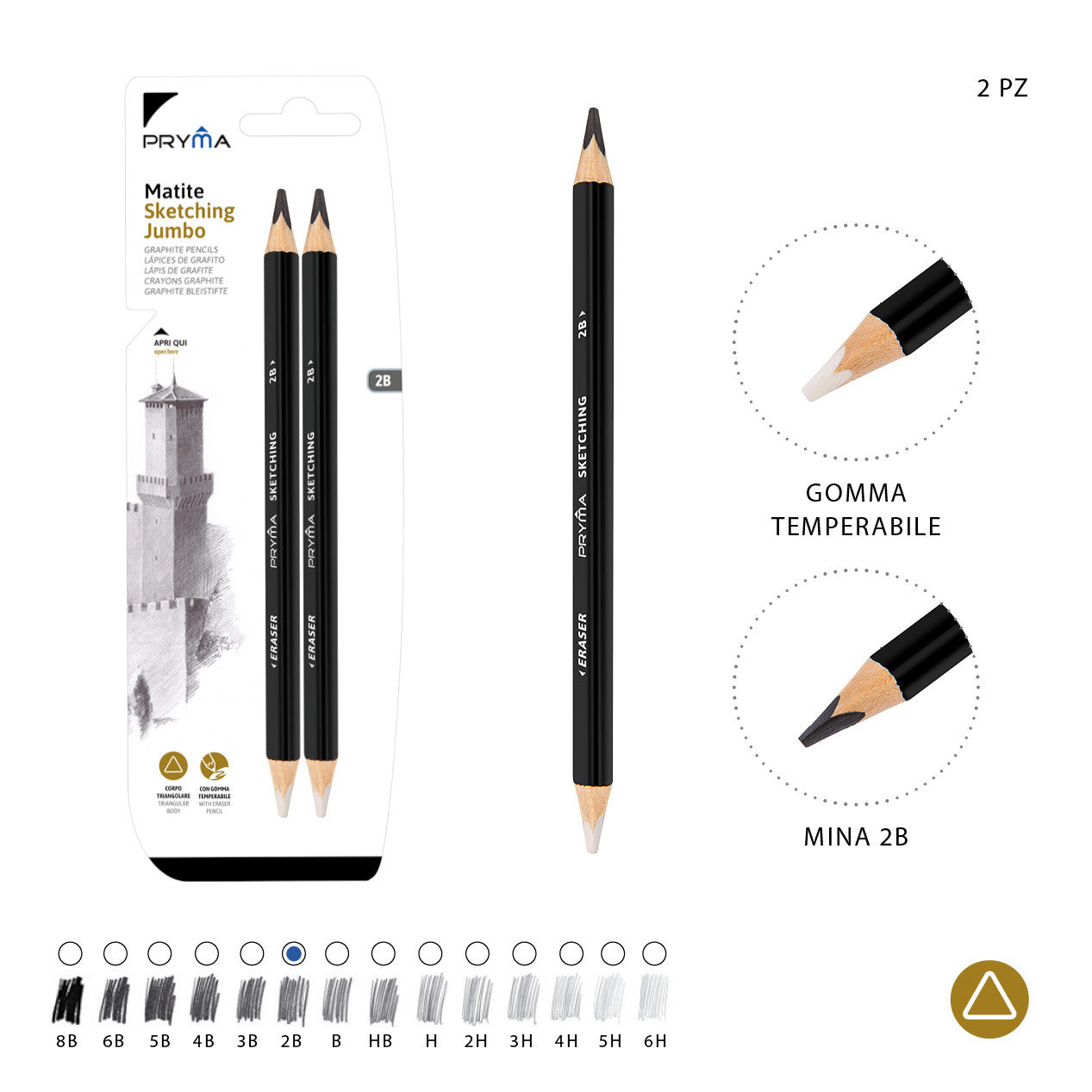 Pryma - Matita Sketching Jumbo D/Lato C/Gomma 2Pz