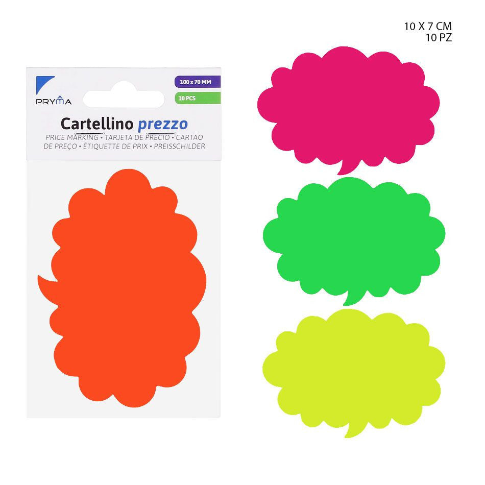 Pryma - Cartellino Prezzo Nuvola 10X7Cm 10Pz Bl.