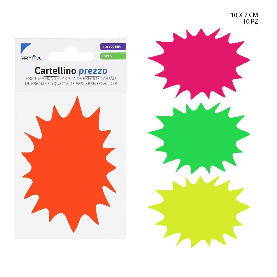 Pryma - Cartellino prezzo ovale 10x7Cm 10 pz