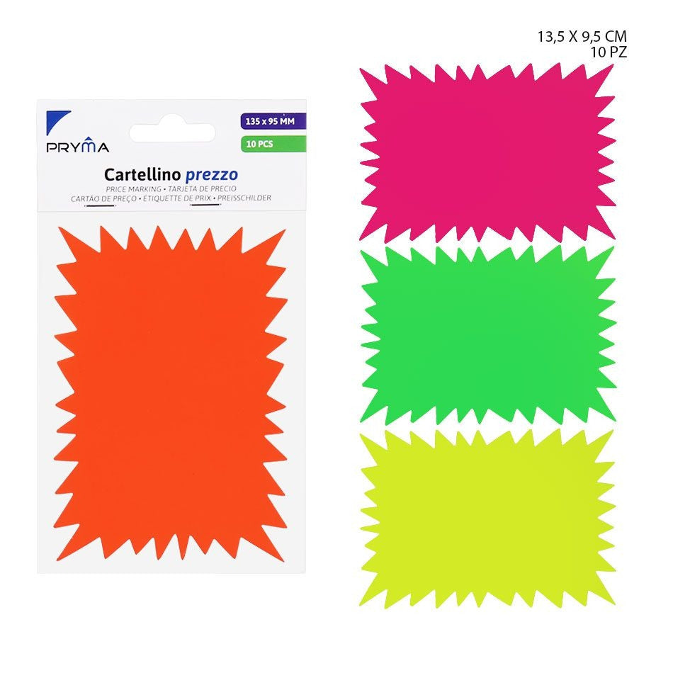 Pryma - Cartellino prezzo rett . 13.5x9.5Cm 10 pz