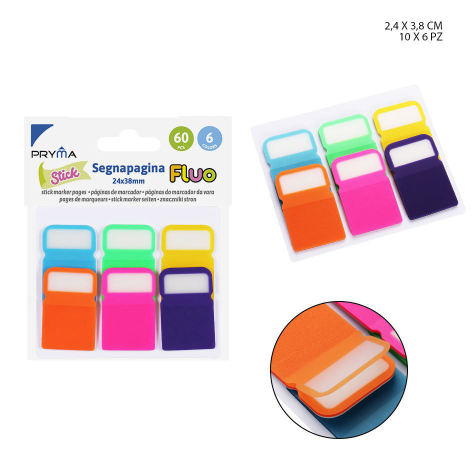 Pryma - Stick Segnapagina 24X38Mm 60Ff 6Pz Fluo