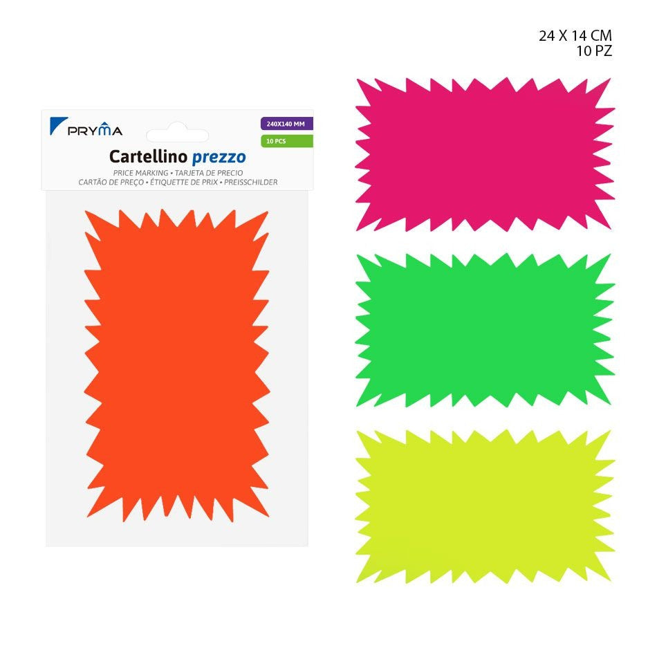 Pryma - Cartellino prezzo rett. 24x14Cm 10 pz