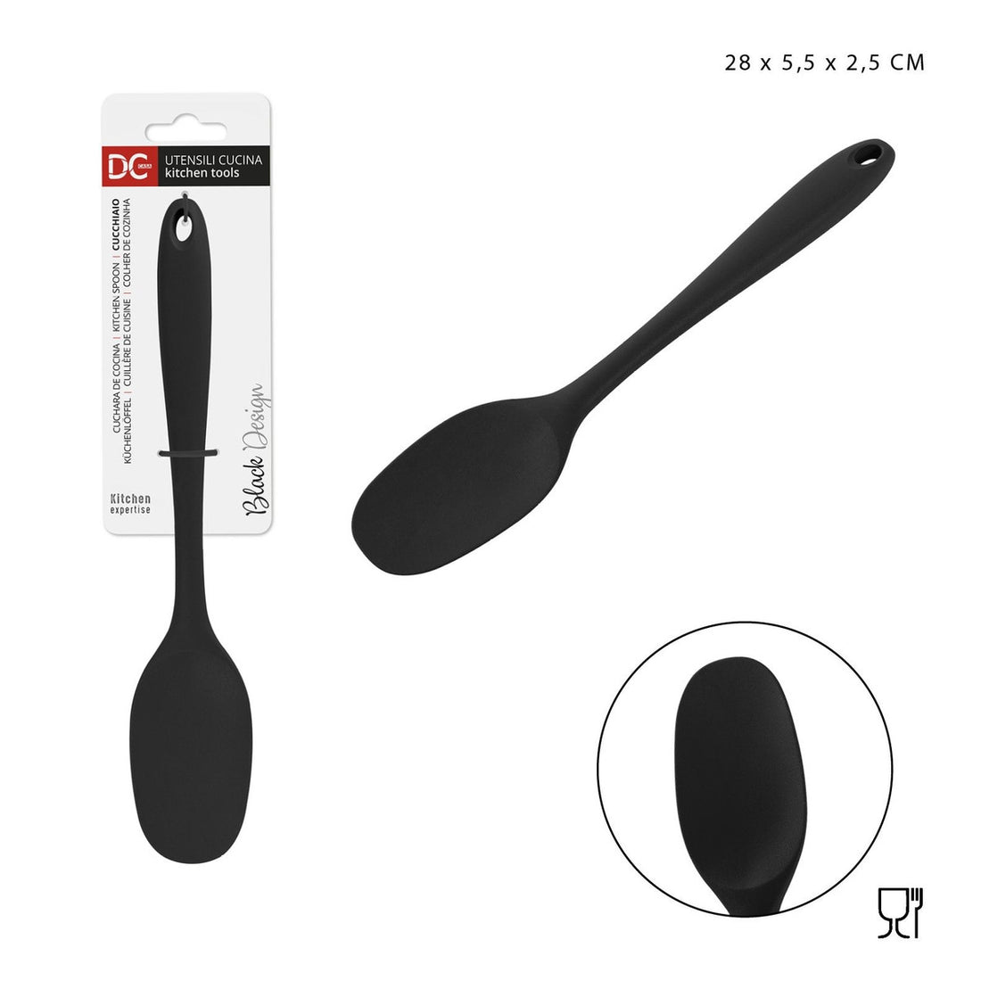 Dc Casa L/Black Cucchiaio Silicone 28X5.5X2.5Cm