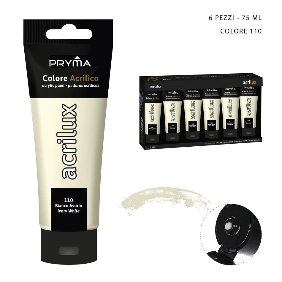 Pryma - Colore acrilico 75Ml n.104 bianco avorio