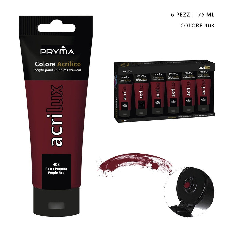 Pryma - Colore acrilico 75Ml n.403 rosso porpora