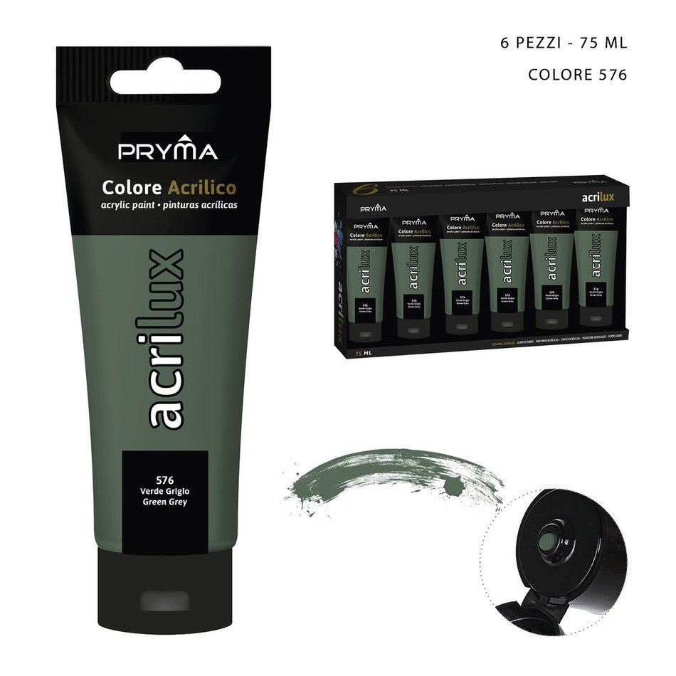 Pryma - Colore acrilico 75Ml n.576 verde grigio