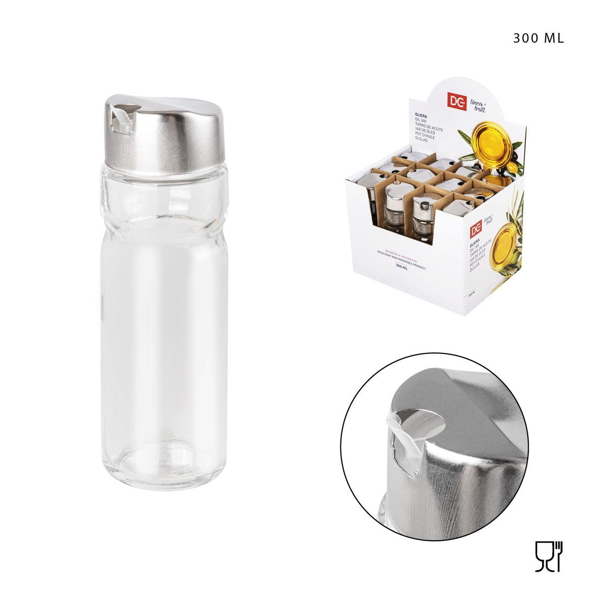 Dc Casa Oliera Vetro C/Tappo Versatore 300Ml