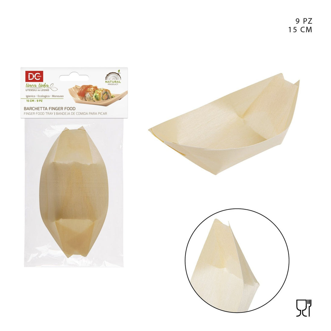 Dc Barchetta Legno Finger Food 15Cm 9Pz