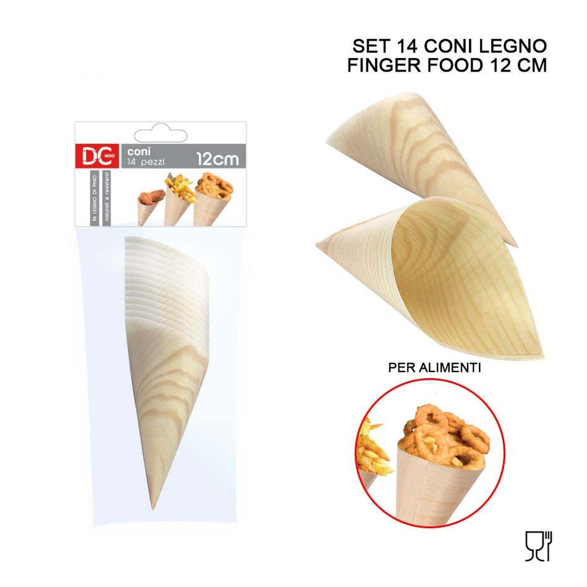 Dc Cono Legno Finger Food 12Cm 14Pz