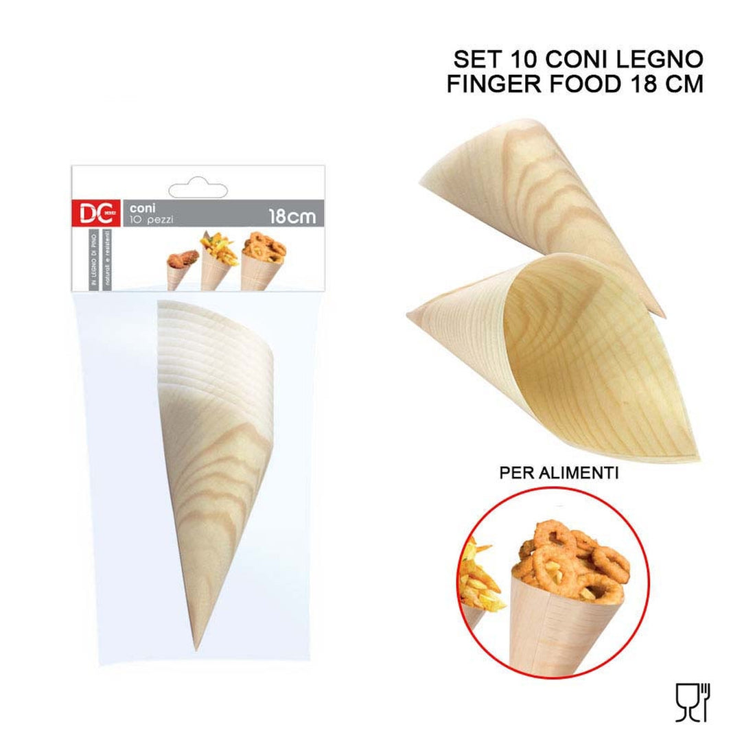 Dc Cono Legno Finger Food 18Cm 10Pz