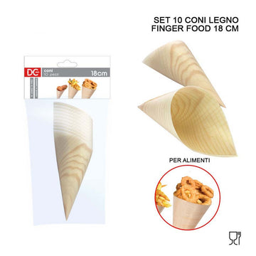 Dc Cono Legno Finger Food 18Cm 10Pz