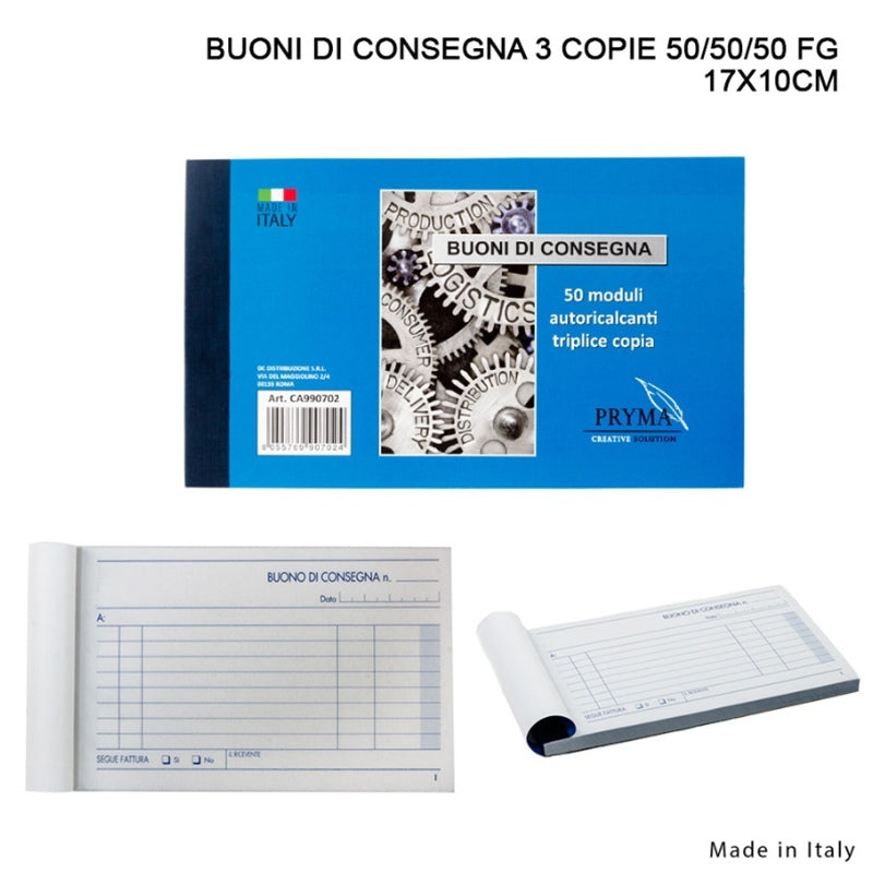 Pryma Buoni Di Consegna 2 Copie 50/50 Fg 17X10Cm