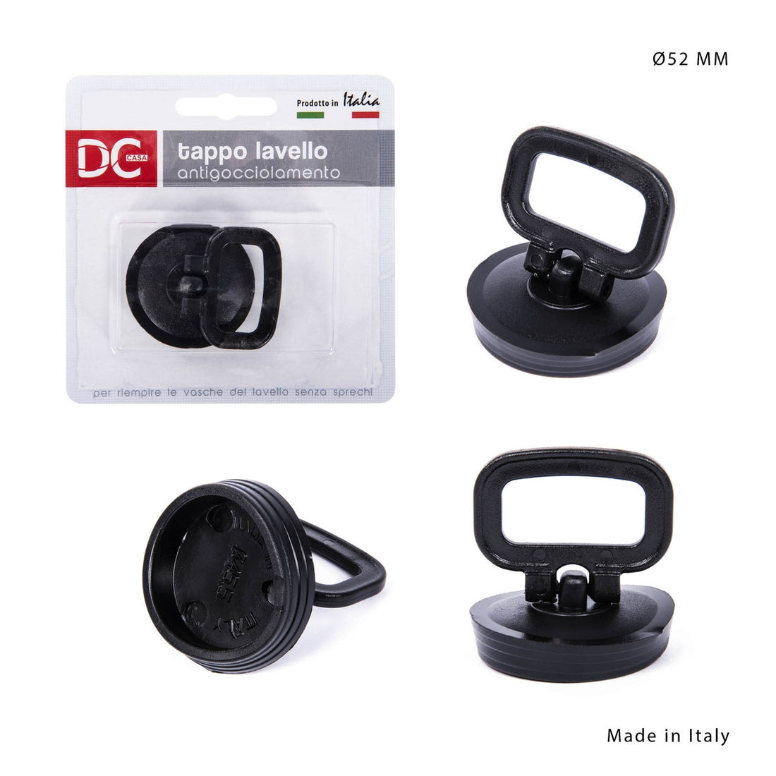 Dc - Tappo Lavello Con Manico D.52Mm Nero