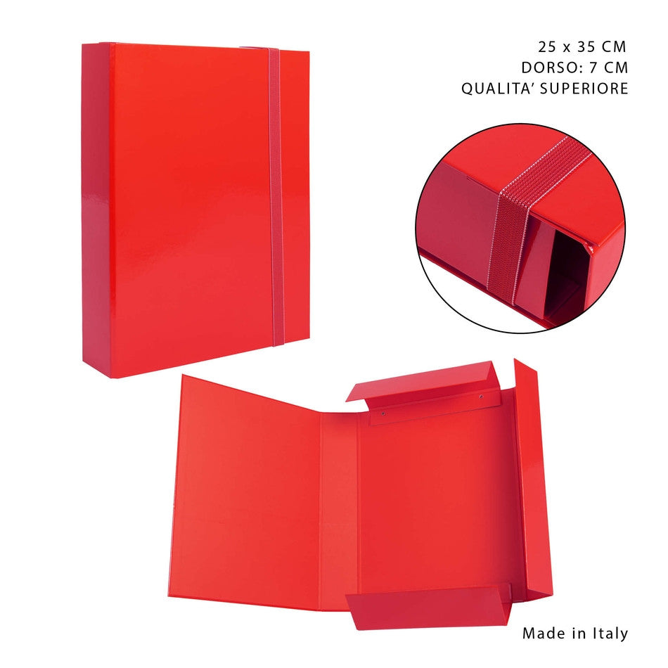 Pryma - Cartella 3/l  con elastico piatto rosso d7