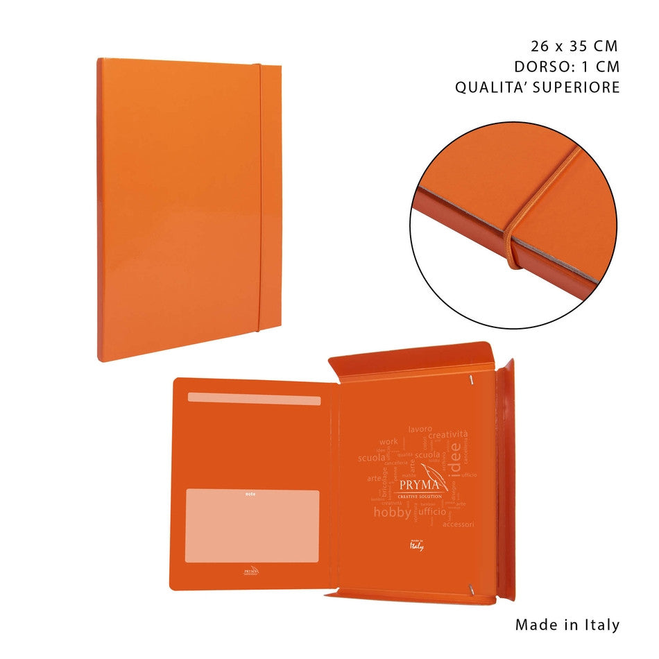 Pryma - Cartella 3/l  con elastico tondo arancio d1