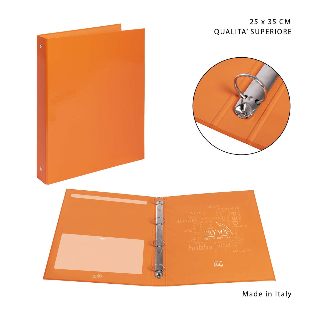 Pryma - Raccoglitore 4Anelli 35X25Cm Arancio