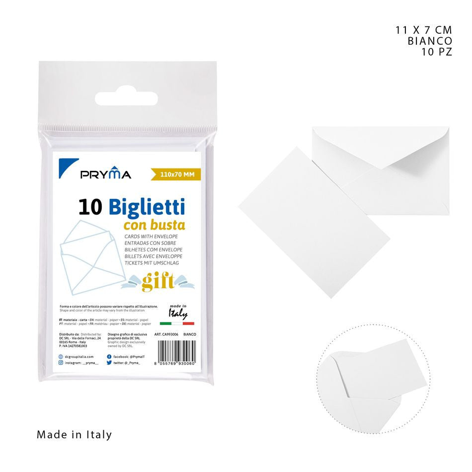 Pryma - Biglietto + busta 11x7Cm bianco 10pz ft 4