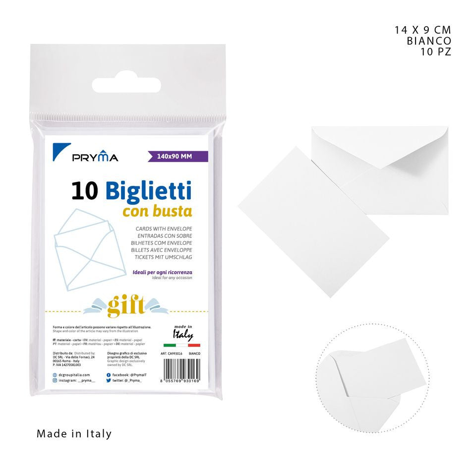 Pryma - Biglietto + busta 14x9Cm bianco 10 pz ft 9