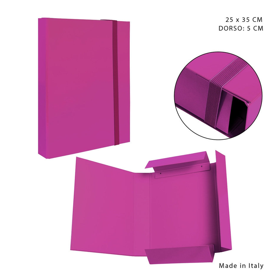 Pryma - Cartella 3/l  con elastico piatto fucsia d5