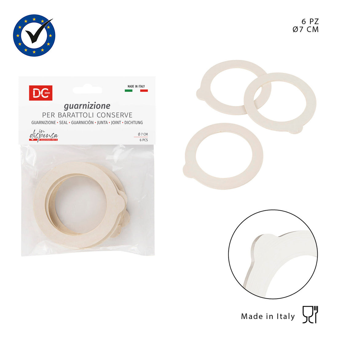 Dc Casa Guarnizione P/Barattoli Conserve 6Pz D7Cm