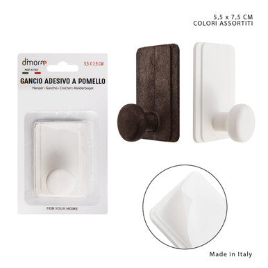 Dc Casa - Gancio Adesivo Plastica 5.5x7.5Cm Pomello