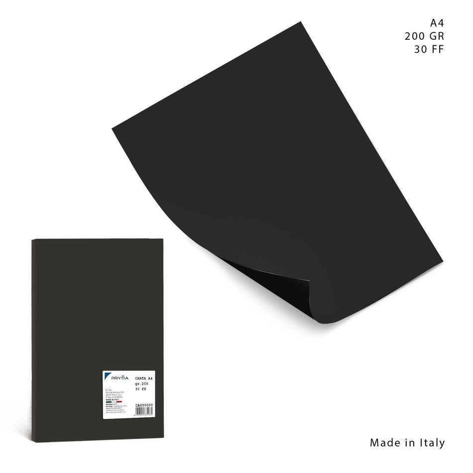 Pryma - Carta colorata A4 200G 30FF nero