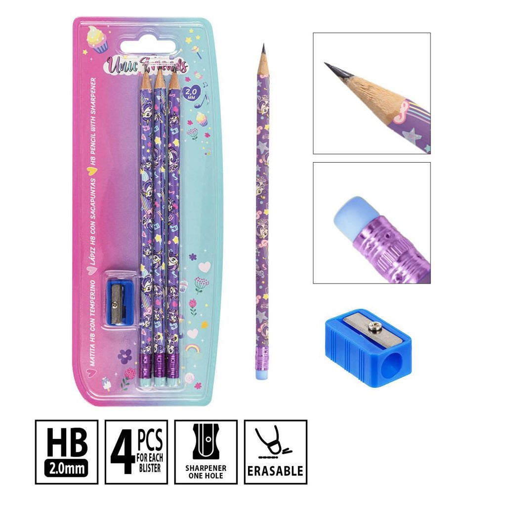 Pryma U/Friends Hb Pencil 3Pcs Sharpener Bl.