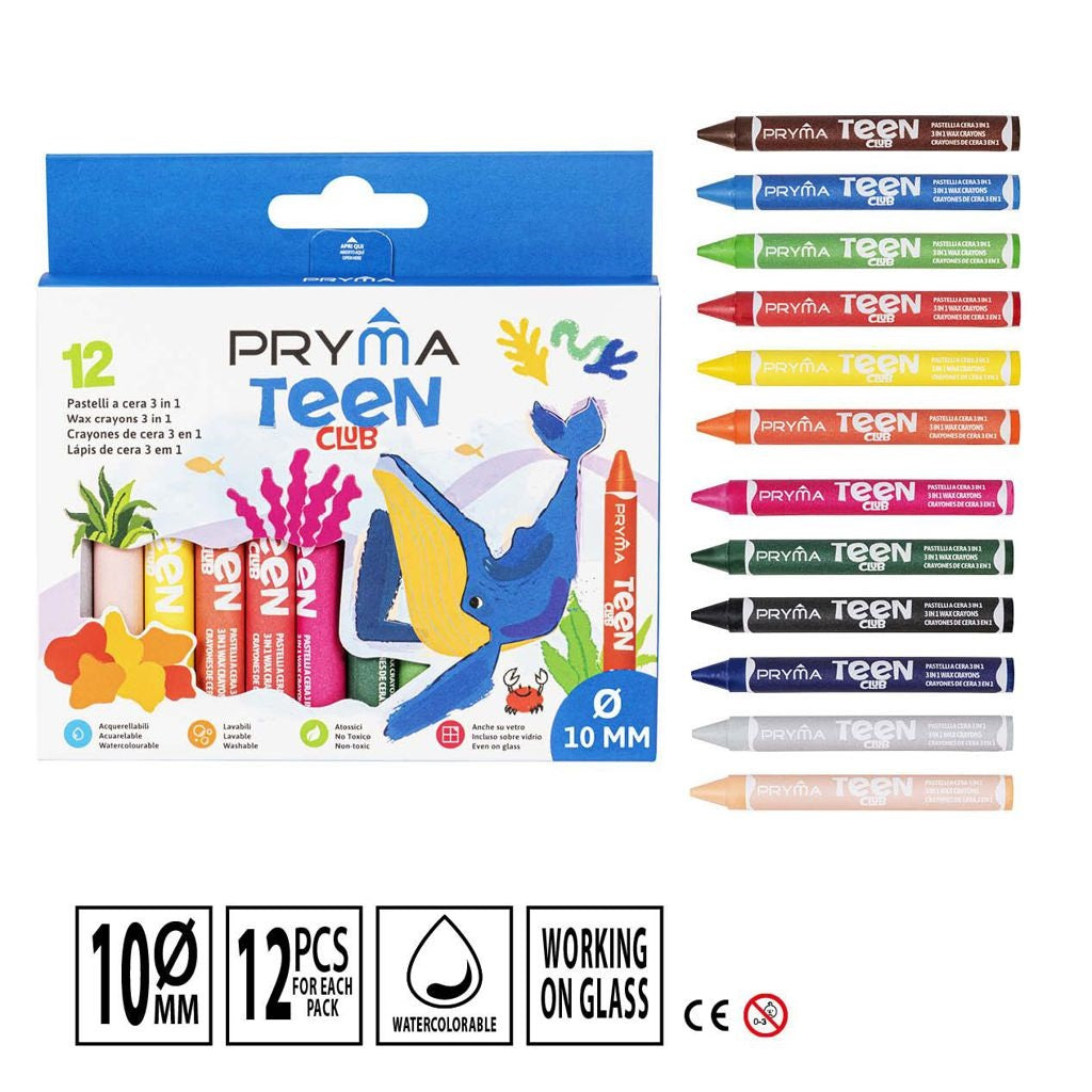 Pryma Wax Crayons 3In1 12Pcs Bl.