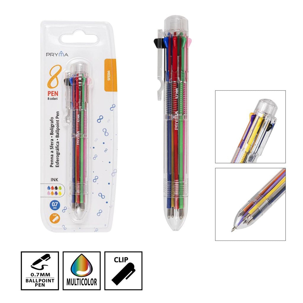 Pryma Ballpoint Pen 8In1 0.7mm Bl.