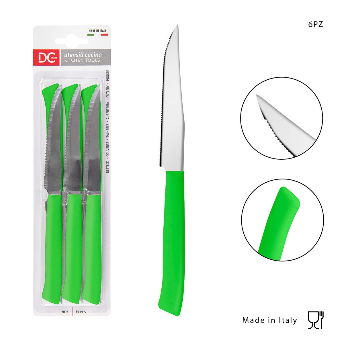 Dc - Coltello Tavola P/Bistecca 11Cm 6Pz Verde