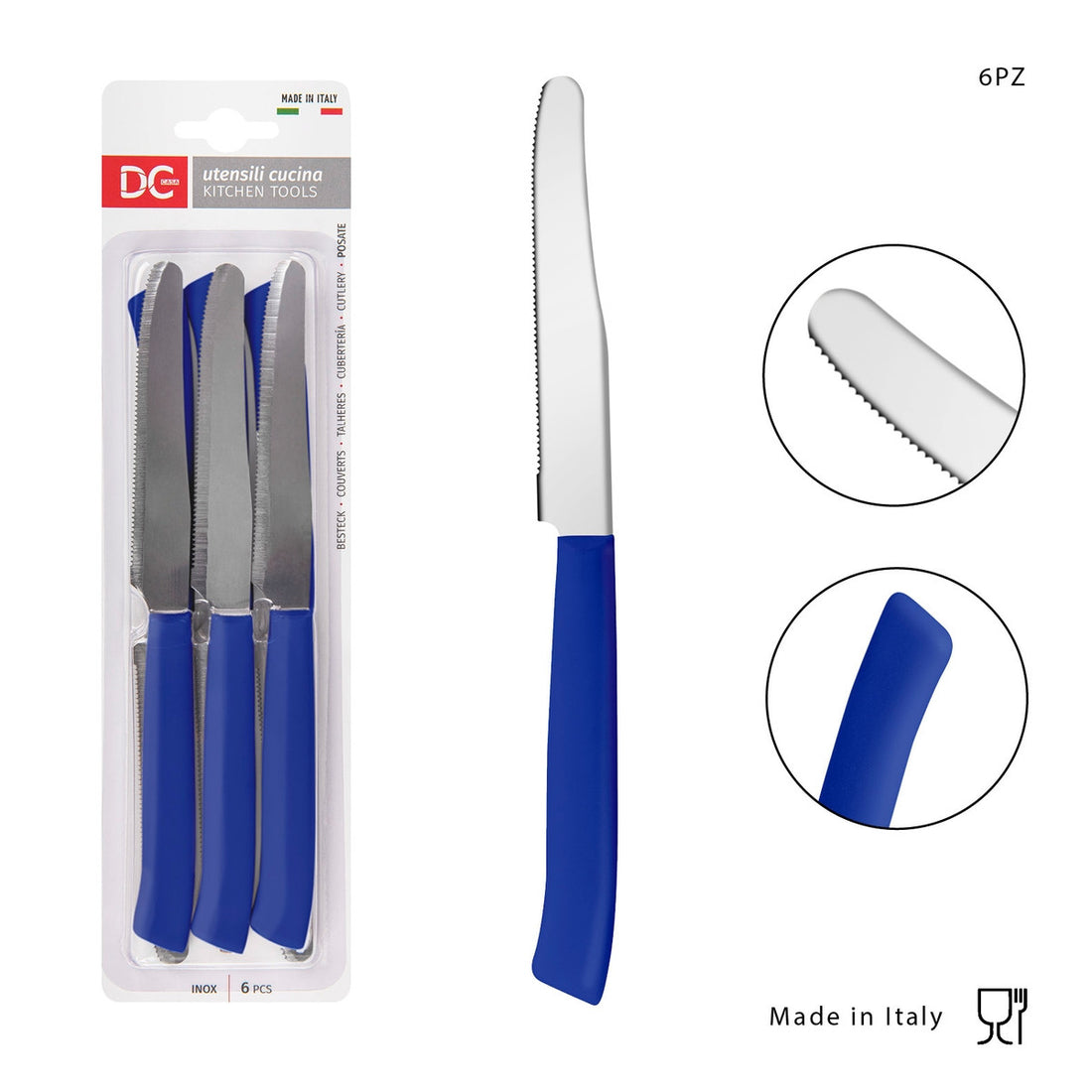 Dc - Coltello Tavola P/Tonda 11Cm 6Pz Blu