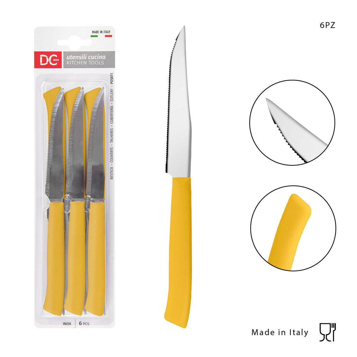 Dc - Coltello Tavola Punta Tonda 11Cm 6Pz Giallo