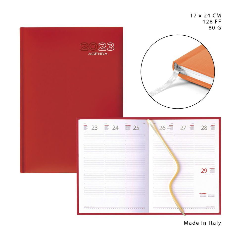 Pryma - Agenda settimanale 128ff 80G rosso