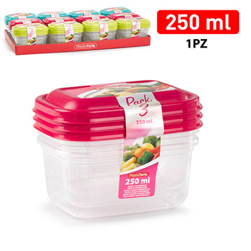 PlasticForte® Set 3 Contenitori Plastica 250Ml Misto Colori