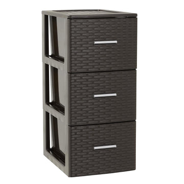 PlasticForte® - Cassettiera Volga 3 Cassetti Rattan Wengue