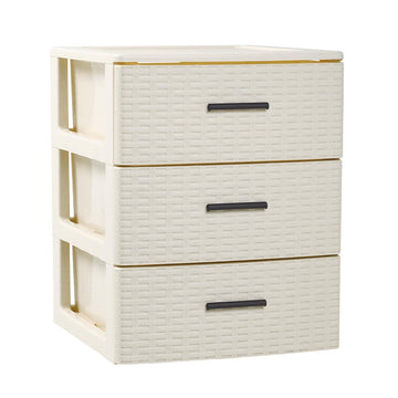 PlasticForte® - Cassettiera Rin 3 Cassetti Rattan Avorio