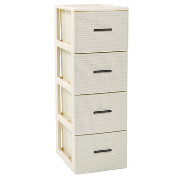 PlasticForte® - Cassettiera Volga 4 Cassetti Rattan Avorio