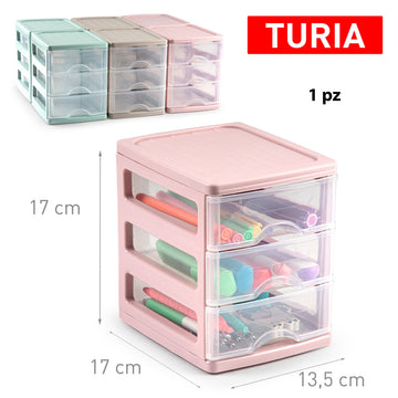 PlasticForte® Cassettiera Turia 3 Cassetti Surt Vrm Colori Misti