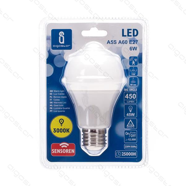 Aigo - Led A5 6W E27 caldo c/sensore